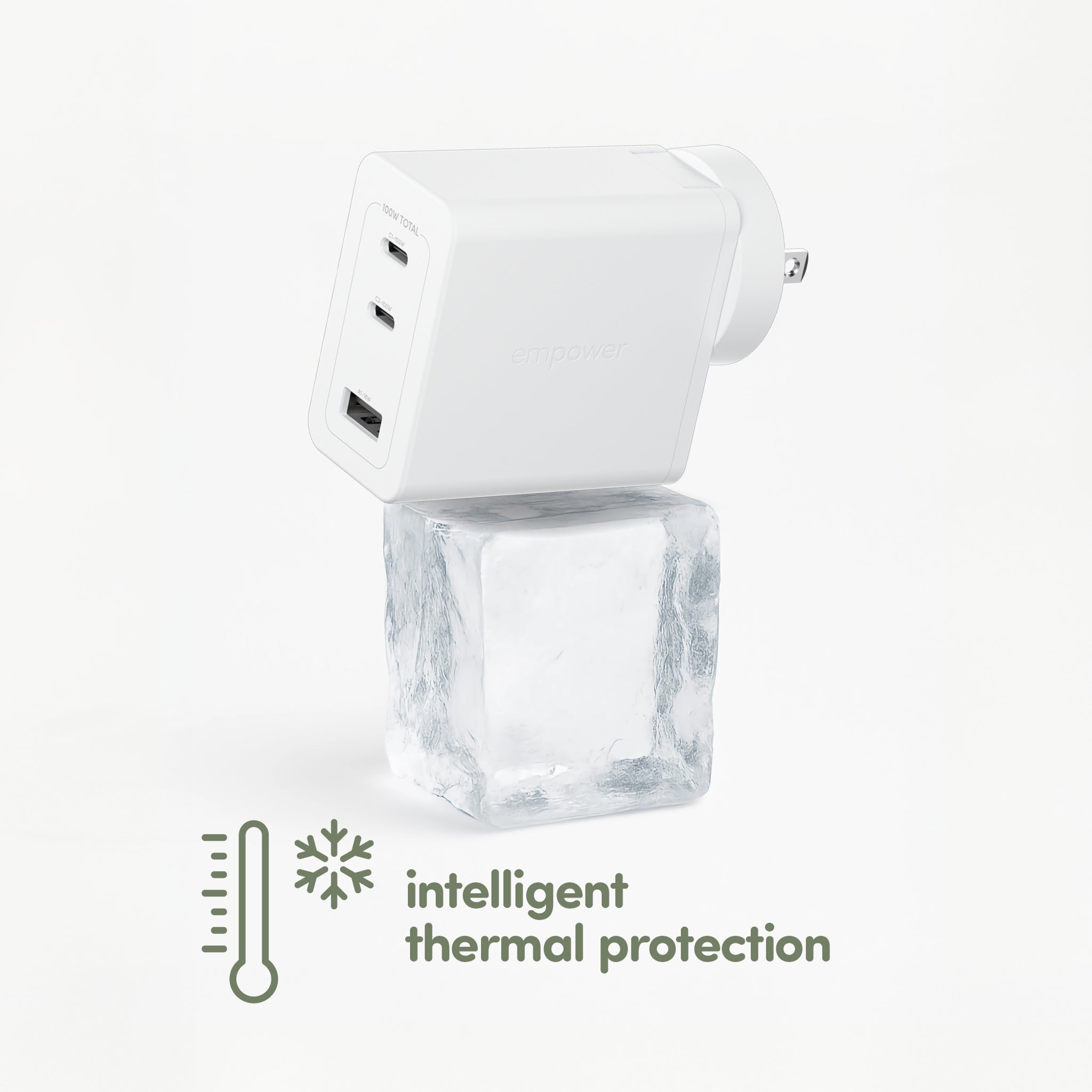 empower™ by PanzerGlass® Turbo 100W World Travel Adaptor incl. 2 x USB-C + USB-A | Silver White